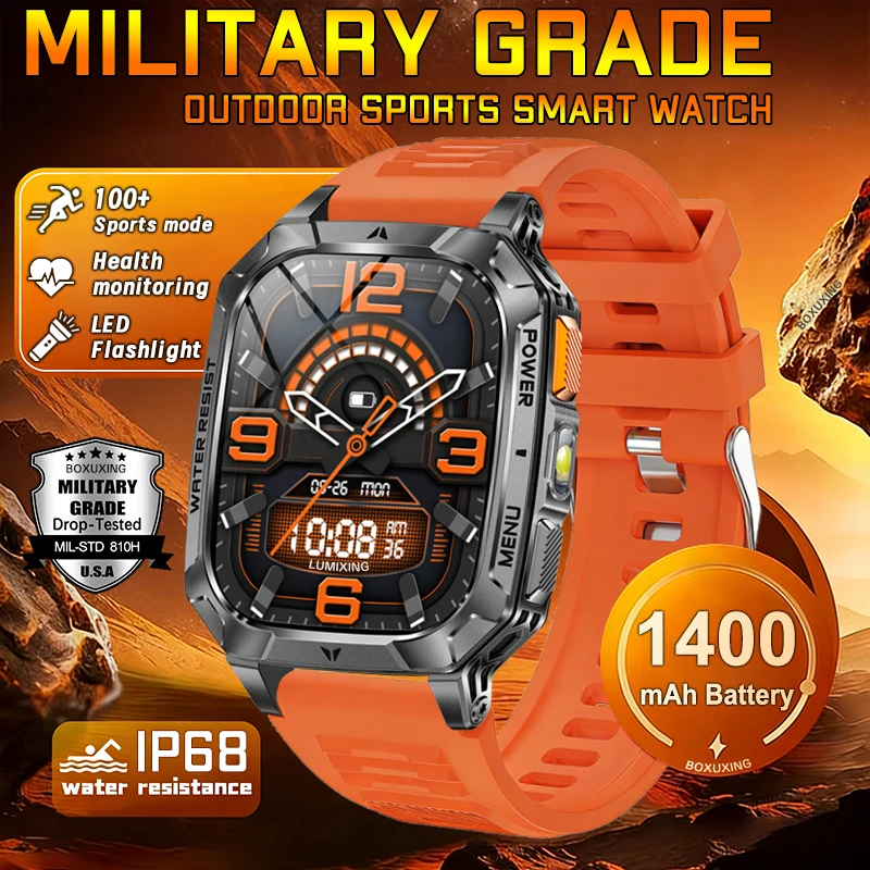New Rugged Military Smartwatch 1400mAh Battery 2.01" AMOLED Screen Sports Fitness IP68 Waterproof Tactical Flashlight Smartwatch
New Rugged Military Smartwatch 1400mAh Battery 2.01" AMOLED Screen Sports Fitness IP68 Waterproof Tactical Flashlight Smartwatch