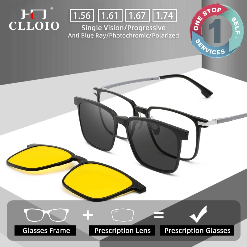 CLLOIO 3-в-1 мужские поляризационные оптические солнцезащитные очки с магнитным зажимом, очки по рецепту, анти-синий свет, мультифокусные очки для чтения
CLLOIO 3-в-1 мужские поляризационные оптические солнцезащитные очки с магнитным зажимом, очки по рецепту, анти-синий свет, мультифокусные очки для чтения