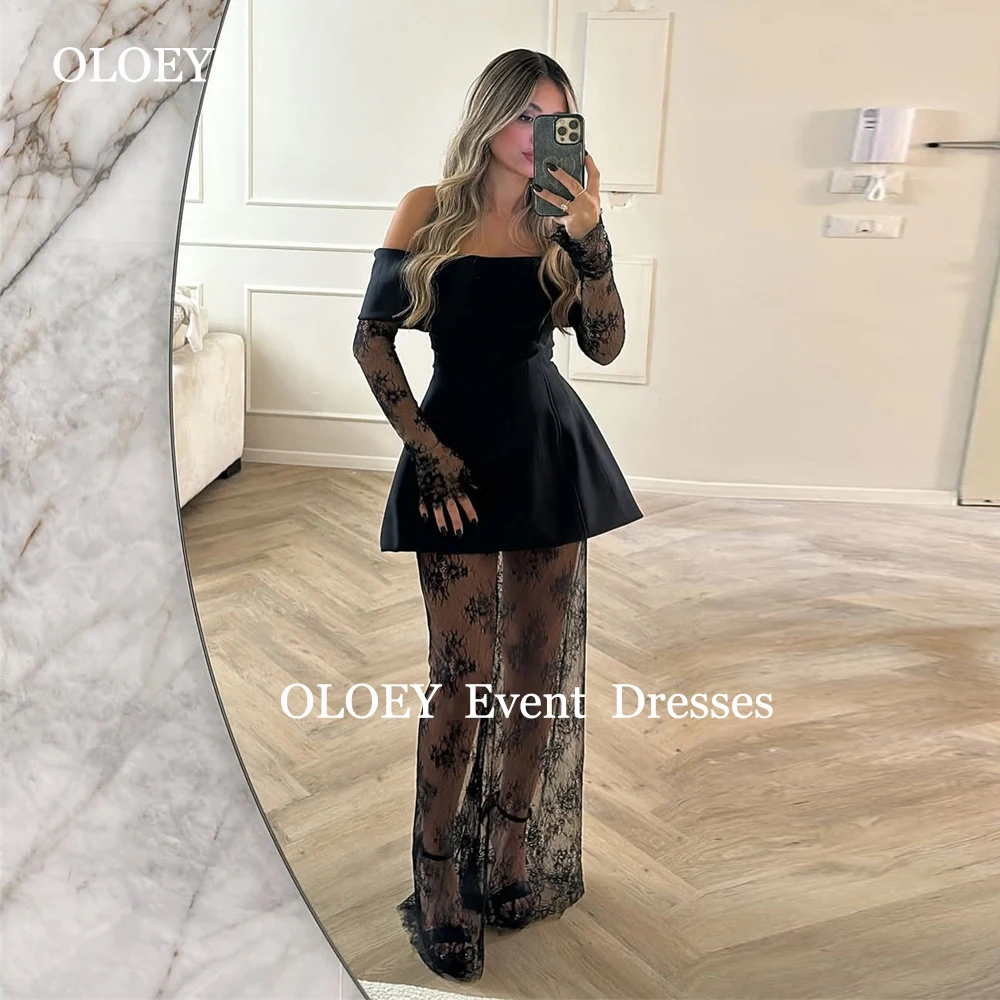 OLOEY Elegant Black Lace Prom Dresses Off Shoulder Lace Wedding Party Gowns Customized Floor Length Full Sleeves Evening Gowns
OLOEY Elegant Black Lace Prom Dresses Off Shoulder Lace Wedding Party Gowns Customized Floor Length Full Sleeves Evening Gowns