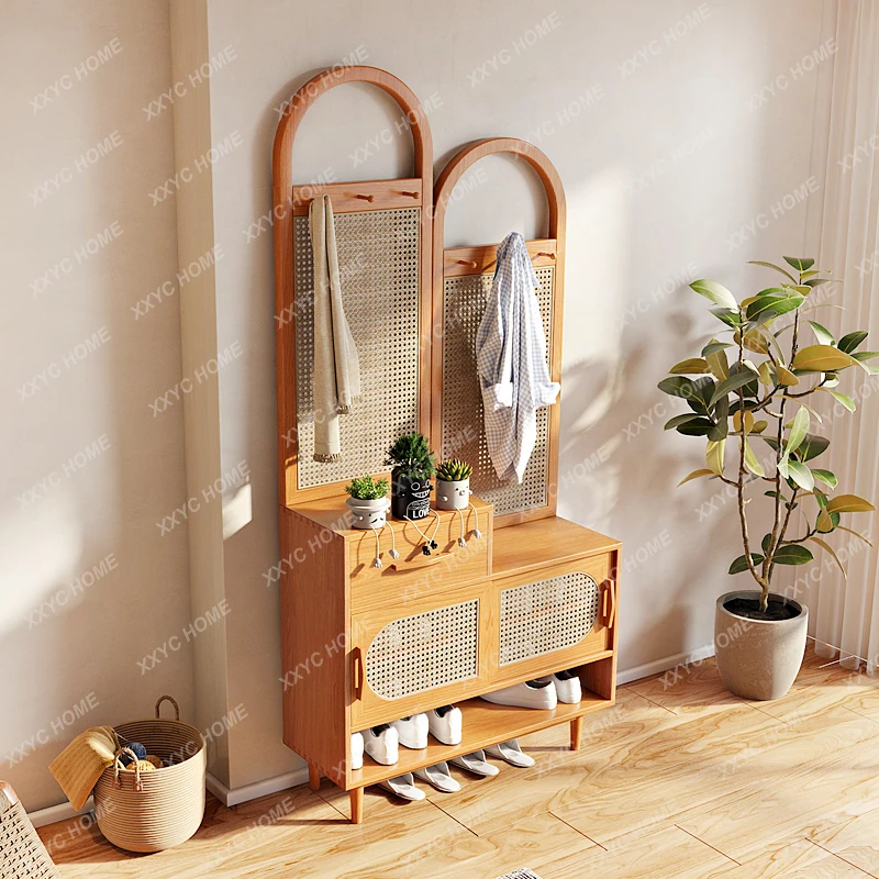 HMJSolid wood custom log wind shoe cabinet coat rack integrated door rattan entrance cabinet cherry wood partition
HMJSolid wood custom log wind shoe cabinet coat rack integrated door rattan entrance cabinet cherry wood partition