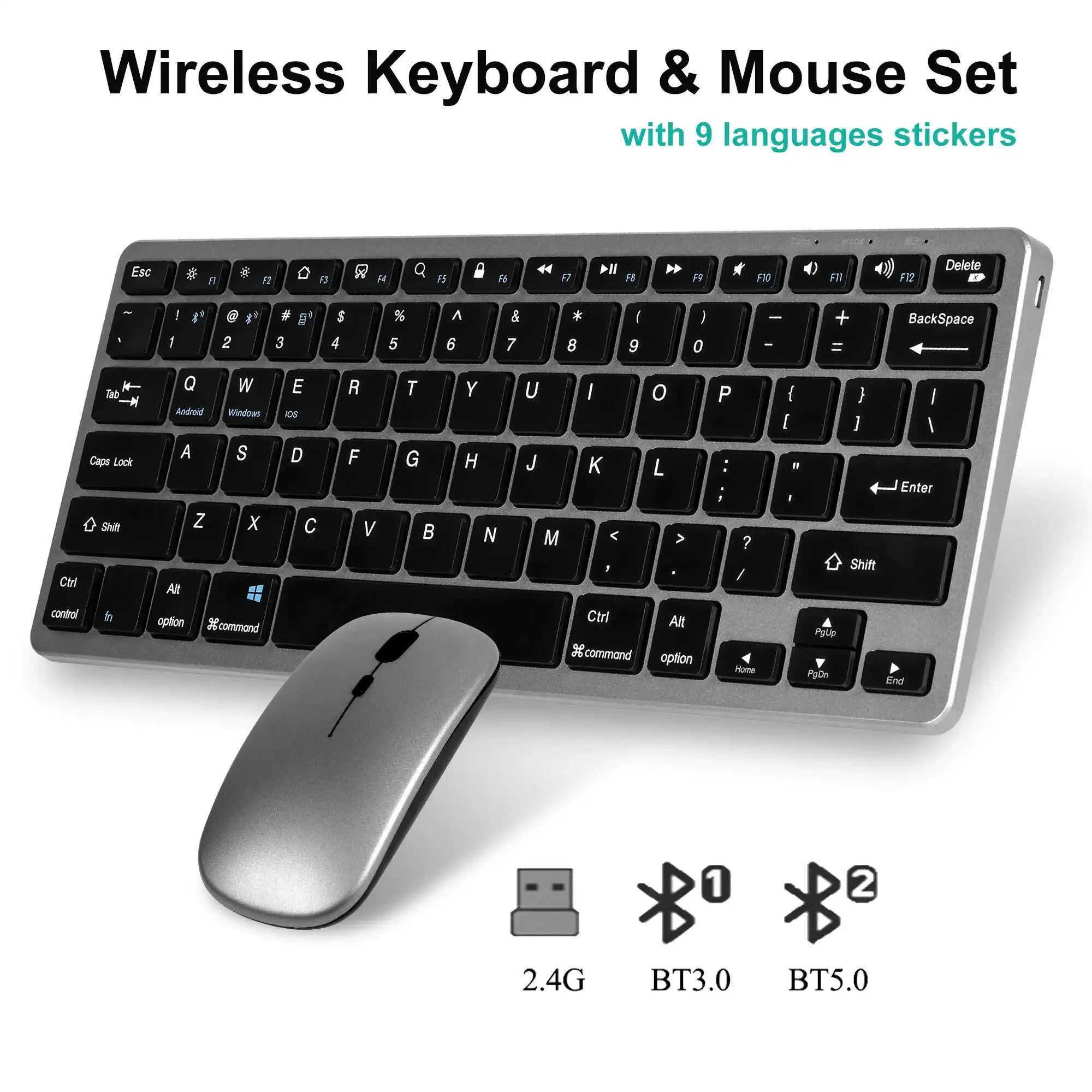 Bluetooth 5.0 Keyboard and Mouse Combo Wireless 2.4G Mini Aluminum Alloy Keyboard Mause Set For Laptop Desktop PC iPad TV Mac
Bluetooth 5.0 Keyboard and Mouse Combo Wireless 2.4G Mini Aluminum Alloy Keyboard Mause Set For Laptop Desktop PC iPad TV Mac