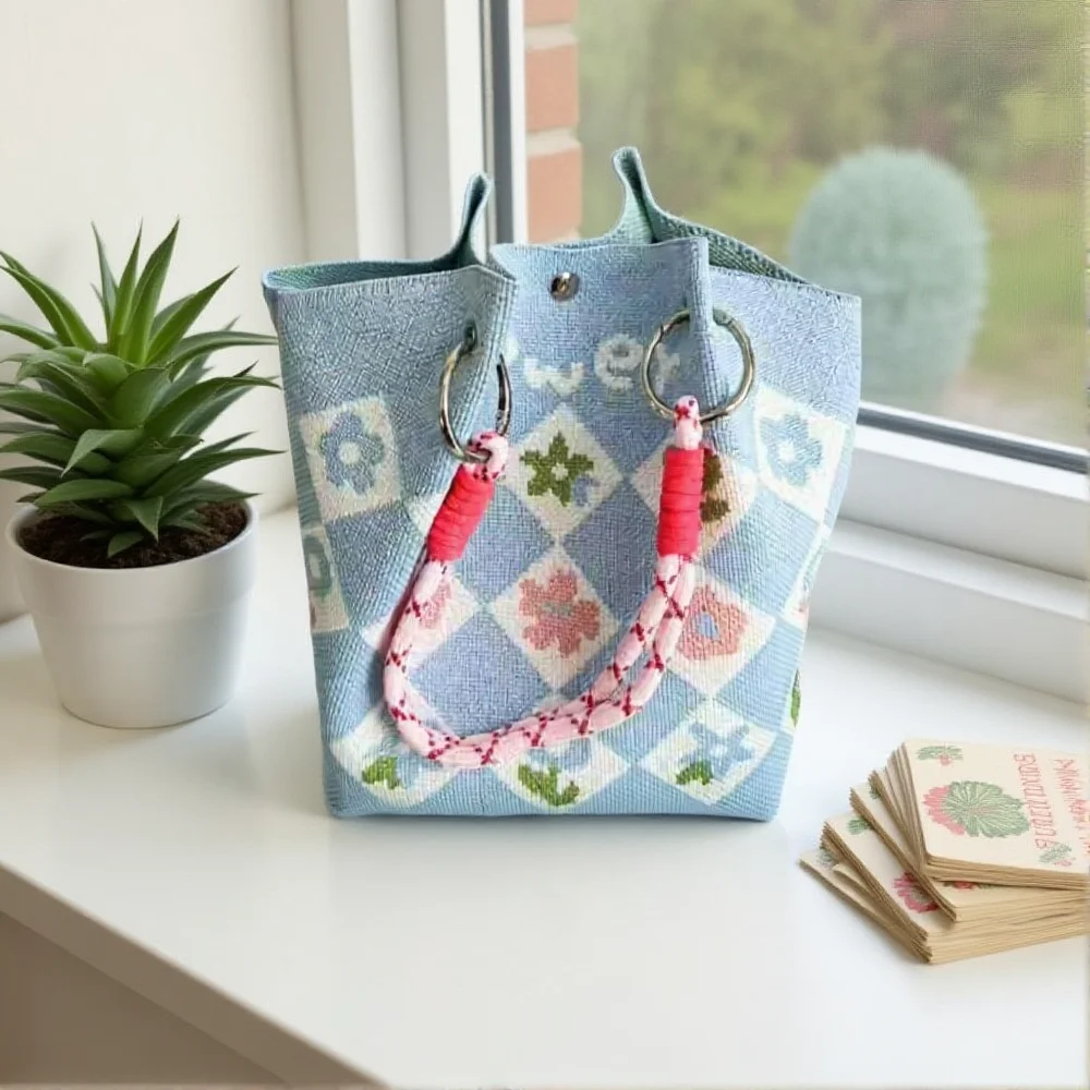 Korean Knitted Tote Bag Large Capaci Portable Handbag Commuter Buet Bag Cute Floral Pattern Women's Handbag
Korean Knitted Tote Bag Large Capaci Portable Handbag Commuter Buet Bag Cute Floral Pattern Women's Handbag