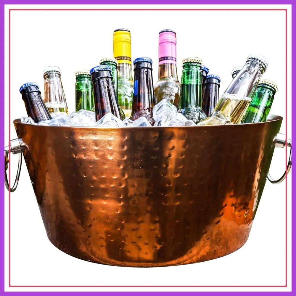 Insulated Rose Copper Double Walled Ice Bucket with Handles, 12 Quarts (3 Gallon) for Parties
Insulated Rose Copper Double Walled Ice Bucket with Handles, 12 Quarts (3 Gallon) for Parties