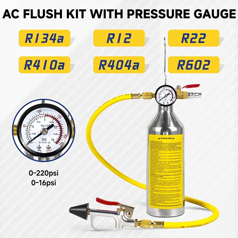 Air Conditioner Flush Kit Flushing Spray Gun for R134a,R12,R22,R410a,R404a AC System Cleaning Tool Set, AC Cleaning Kit
Air Conditioner Flush Kit Flushing Spray Gun for R134a,R12,R22,R410a,R404a AC System Cleaning Tool Set, AC Cleaning Kit
