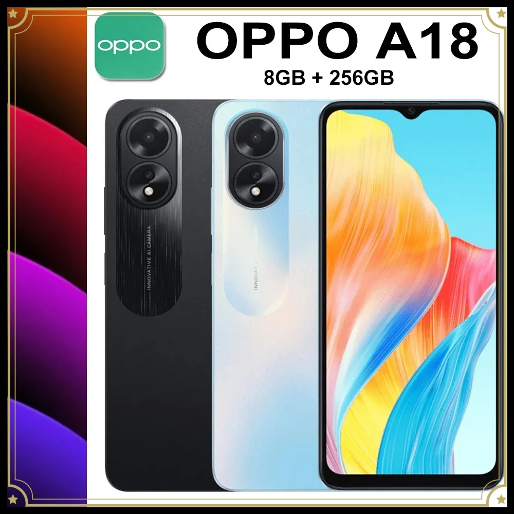 OPPO A18 Original Smart Fashion Mobile Phone 4G Network/dual Sim Dual Standby 6.56-inch LCD Water Drop Screen/8GB+256GB/5000mAh
OPPO A18 Original Smart Fashion Mobile Phone 4G Network/dual Sim Dual Standby 6.56-inch LCD Water Drop Screen/8GB+256GB/5000mAh
