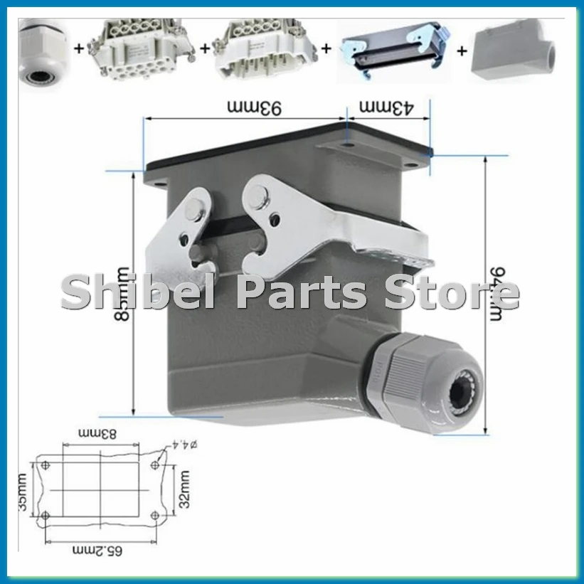 Прямоугольные усиленные разъемы HDC HE, 10-контактные, 16А, 500В, водонепроницаемые авиационные штекеры, боковой линейный соединитель, HDC-HE-010-A33R
Прямоугольные усиленные разъемы HDC HE, 10-контактные, 16А, 500В, водонепроницаемые авиационные штекеры, боковой линейный соединитель, HDC-HE-010-A33R