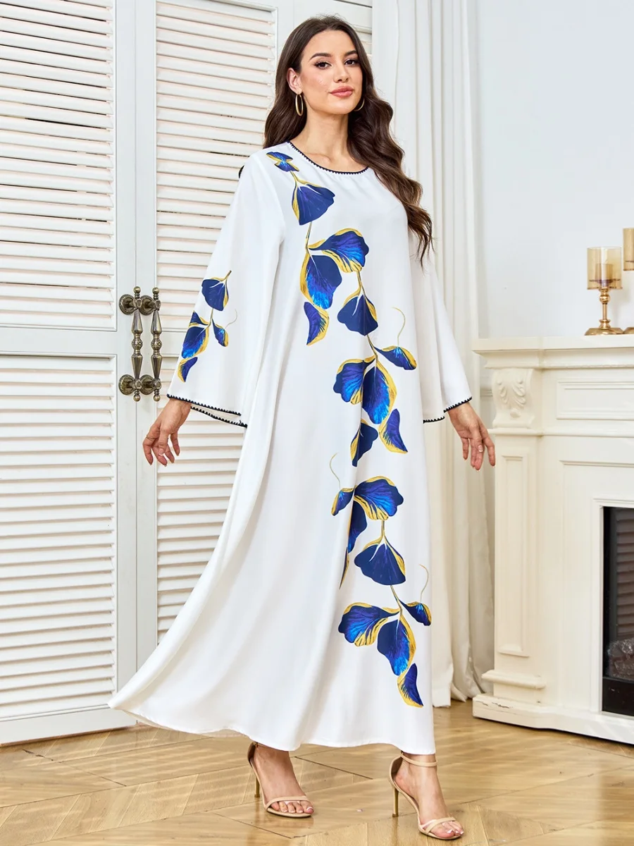 Siskakia Dubai Round Neck Abayas Moroccan Floral Print Dress Fashion Casual Loose Kaftan 2025
Siskakia Dubai Round Neck Abayas Moroccan Floral Print Dress Fashion Casual Loose Kaftan 2025