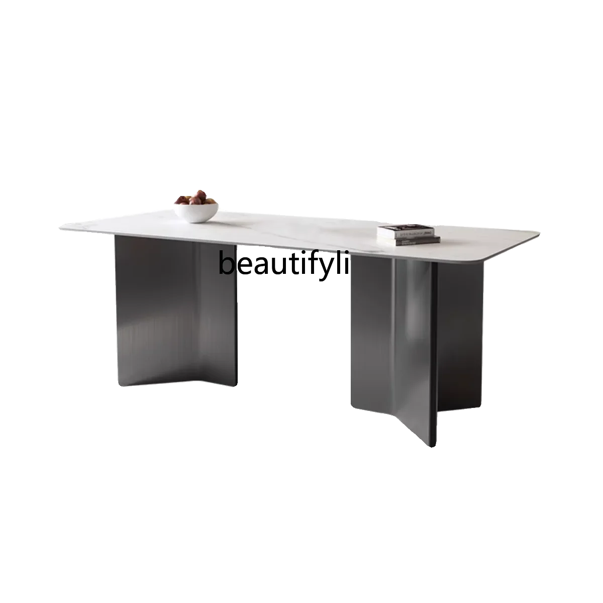 Rock slab dining table and chair combination Italian extremely gray steel black rectangular high-end living room table
Rock slab dining table and chair combination Italian extremely gray steel black rectangular high-end living room table