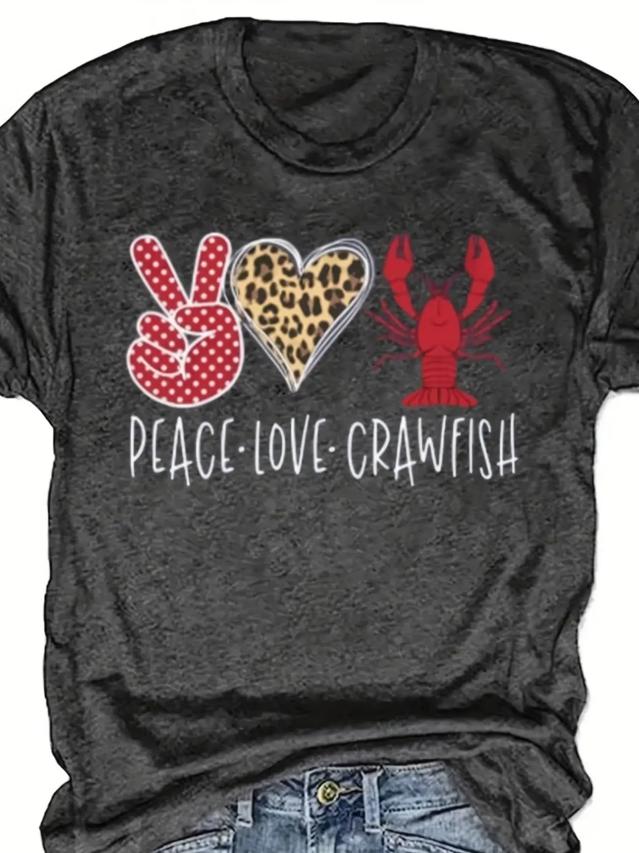 Plus size women's short sleeve T-shirt Peace Love Crawfish soft and comfortable fabric summer outfits women's clothing
Plus size women's short sleeve T-shirt Peace Love Crawfish soft and comfortable fabric summer outfits women's clothing