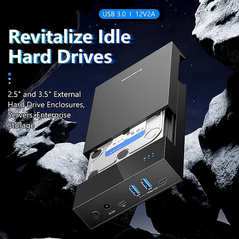 2.5/3. 5 HDD/SSD Enclosure with USB3.0 HUB Support 18TB TYPE C TO SATA Adapter Tool Free HDD Case with 12V Power Ada
2.5/3. 5 HDD/SSD Enclosure with USB3.0 HUB Support 18TB TYPE C TO SATA Adapter Tool Free HDD Case with 12V Power Ada