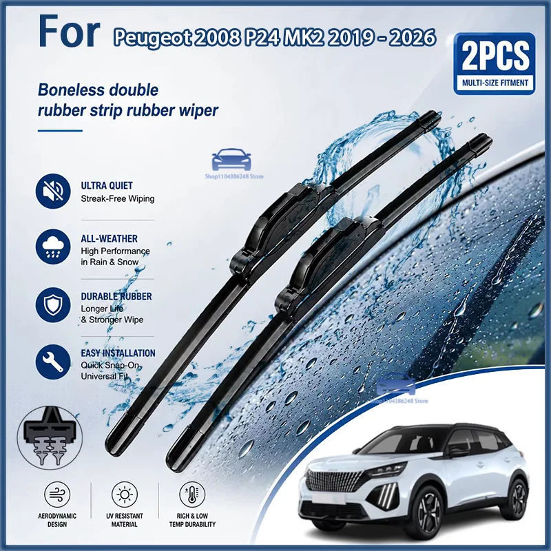 Front Wiper Blades For Peugeot 2008 P24 MK2 2019 - 2026 Windshield Windscreen Window Rain Brushes 24''+16'' Modification parts
Front Wiper Blades For Peugeot 2008 P24 MK2 2019 - 2026 Windshield Windscreen Window Rain Brushes 24''+16'' Modification parts