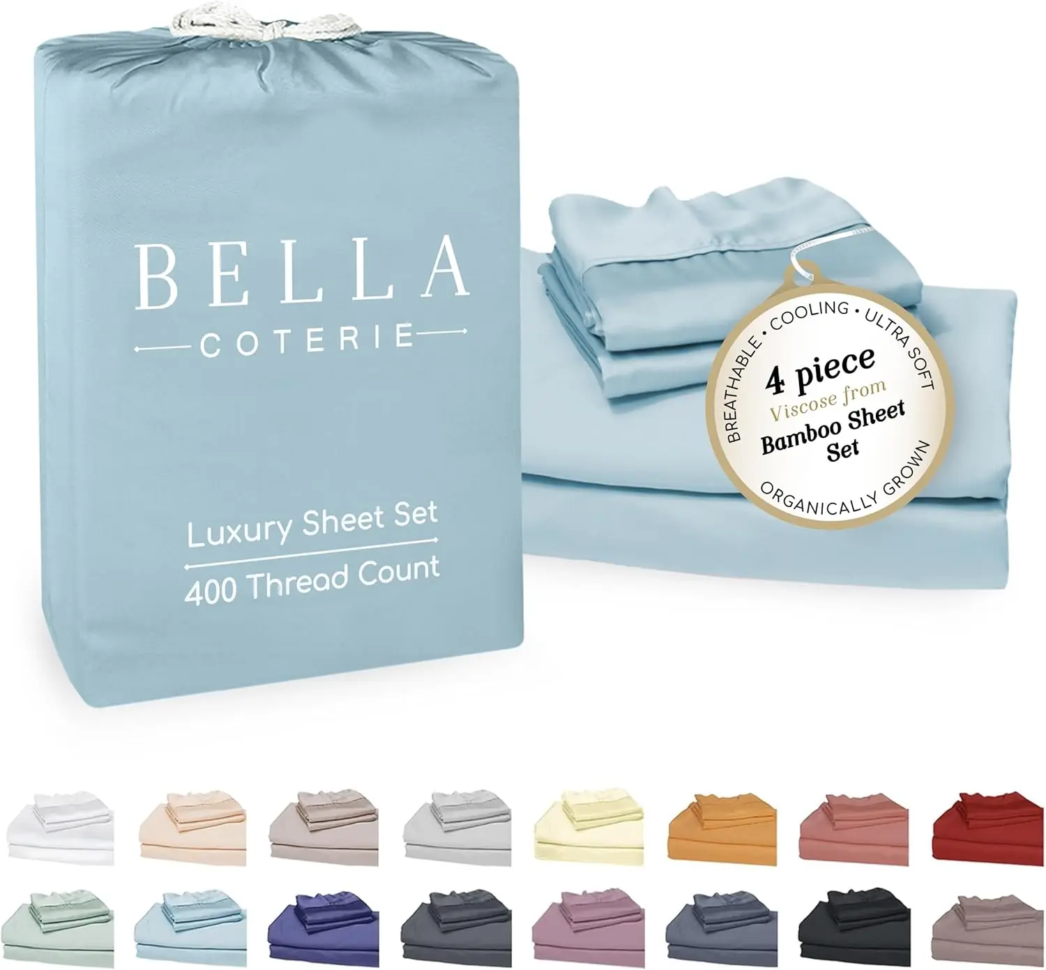 Ultra Soft Bamboo Viscose Sheet Set, Cooling & Moisture-Wicking, 18" Deep Pocket, Cal King Size, Coastal Blue
Ultra Soft Bamboo Viscose Sheet Set, Cooling & Moisture-Wicking, 18" Deep Pocket, Cal King Size, Coastal Blue