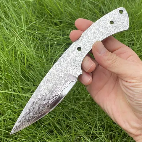 GV10 Damascus Steel DIY Semi-finished Knife Billets Bar integrated Fixed Blade Knife Embryo Survival Camping Knife Material