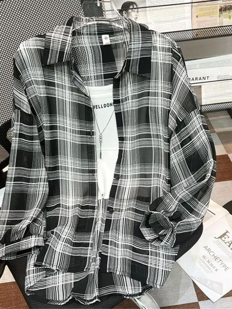 Женский летний открытый кардиган, солнцезащитная одежда, дышащая защита от ультрафиолета, клетчатая шелковая шифоновая тонкая верхняя одежда
Женский летний открытый кардиган, солнцезащитная одежда, дышащая защита от ультрафиолета, клетчатая шелковая шифоновая тонкая верхняя одежда