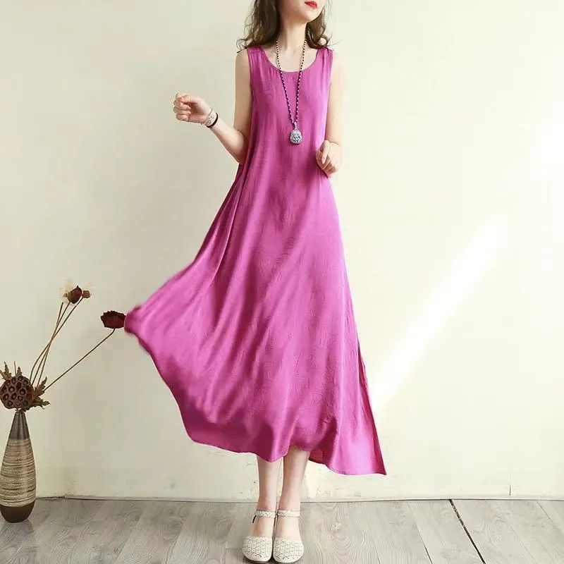 Women's Fashion Round Neck Korean Loose Sleeveless Long Dress Summer New Solid Versatile Vest Casual Dress
Women's Fashion Round Neck Korean Loose Sleeveless Long Dress Summer New Solid Versatile Vest Casual Dress