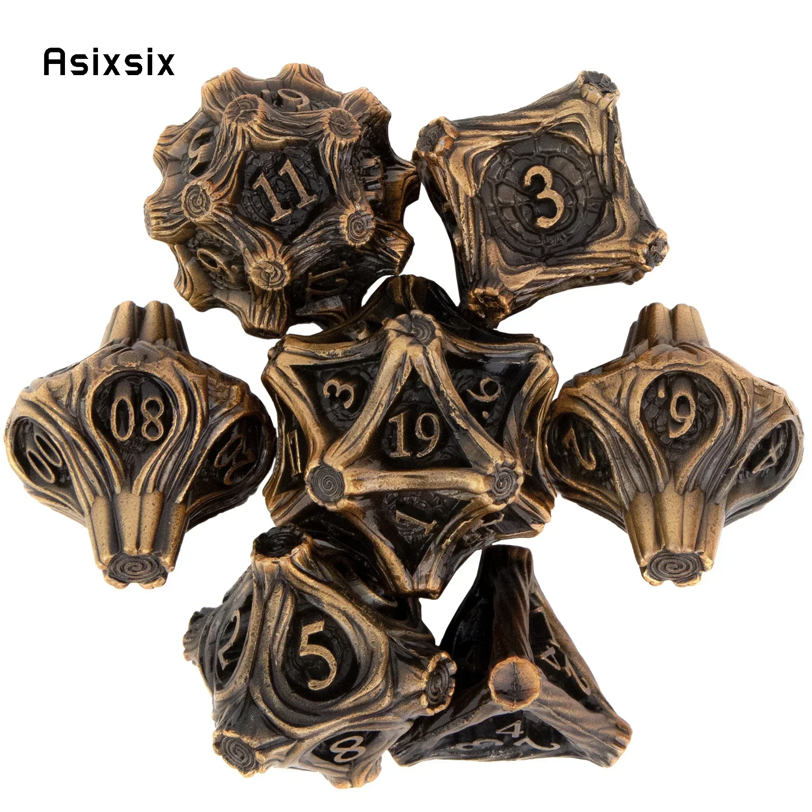 7 Pcs Yellow Tree Stump Root Metal Dice Solid Metal Polyhedral Dice Set Suitable for Role-Playing RPG Party Game
7 Pcs Yellow Tree Stump Root Metal Dice Solid Metal Polyhedral Dice Set Suitable for Role-Playing RPG Party Game