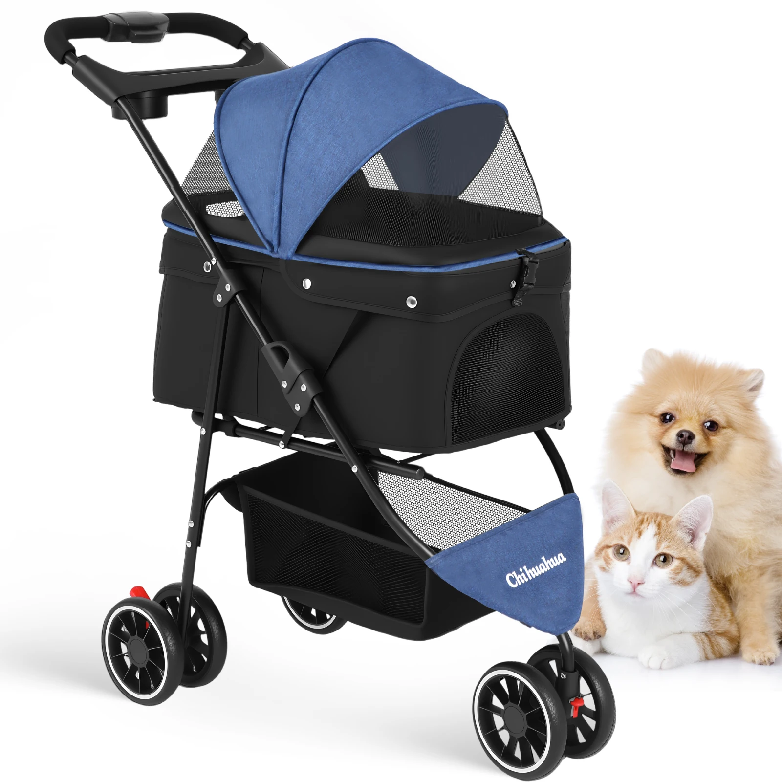 3 Wheels Pet Stroller Dog And Cat Strollers Storage Basket And Cup Holder For Small Pets Outdoor Walk
3 Wheels Pet Stroller Dog And Cat Strollers Storage Basket And Cup Holder For Small Pets Outdoor Walk