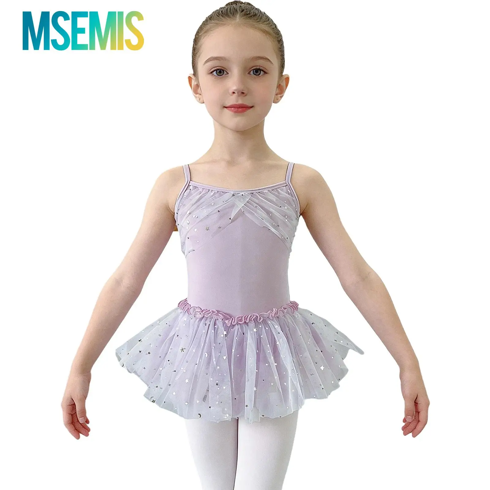 Kids Girls Ballet Dance Practice Dress Performance Costume Spaghetti-strap Ruched Bodice Sequin Tulle Dress with Built-in Briefs
Kids Girls Ballet Dance Practice Dress Performance Costume Spaghetti-strap Ruched Bodice Sequin Tulle Dress with Built-in Briefs