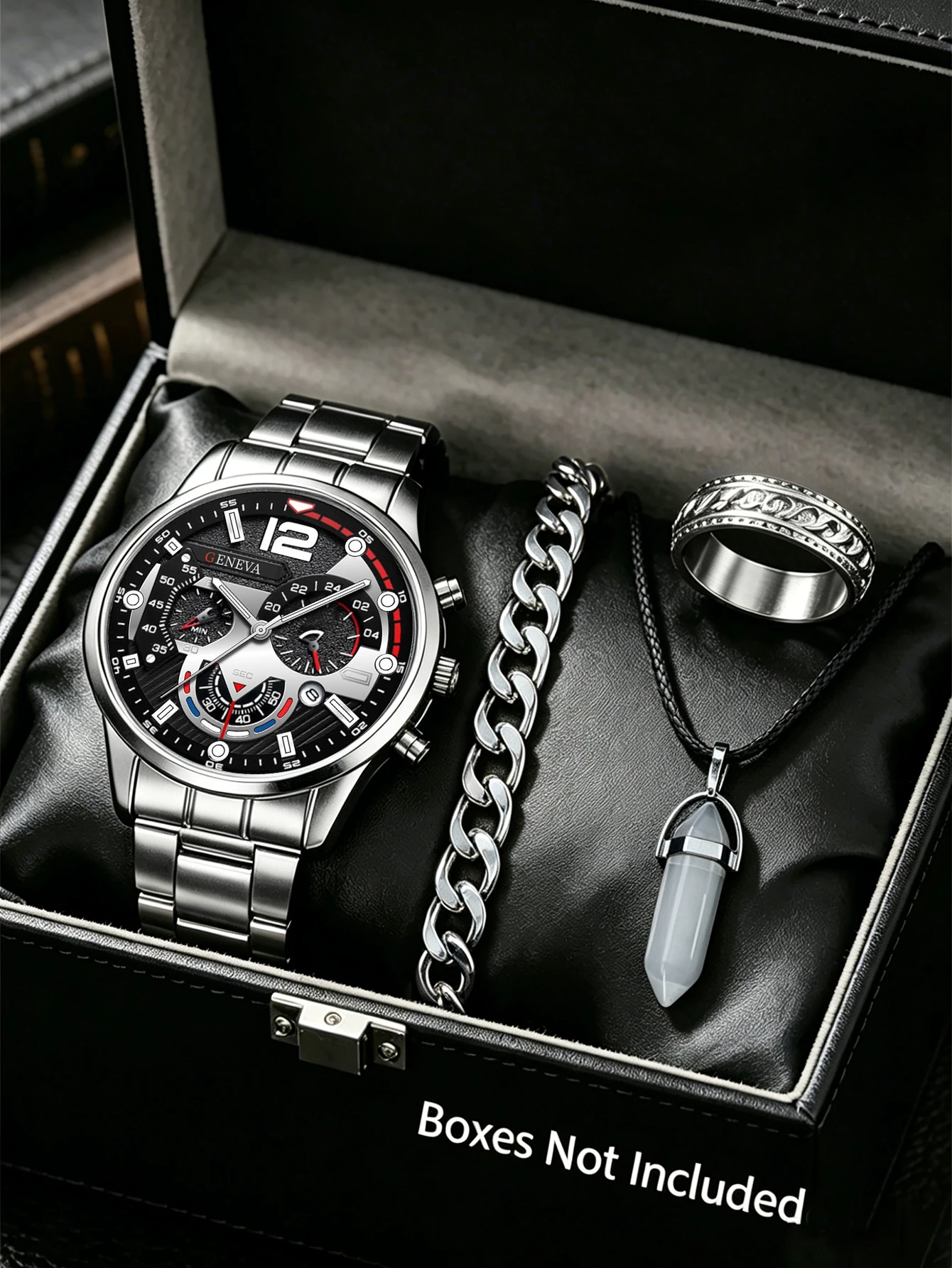 Casual Fashion Men's Quartz Watch Set with Bullet Head Pendant Calendar Function Birthday Gift Versatile for Daily Wear
Casual Fashion Men's Quartz Watch Set with Bullet Head Pendant Calendar Function Birthday Gift Versatile for Daily Wear