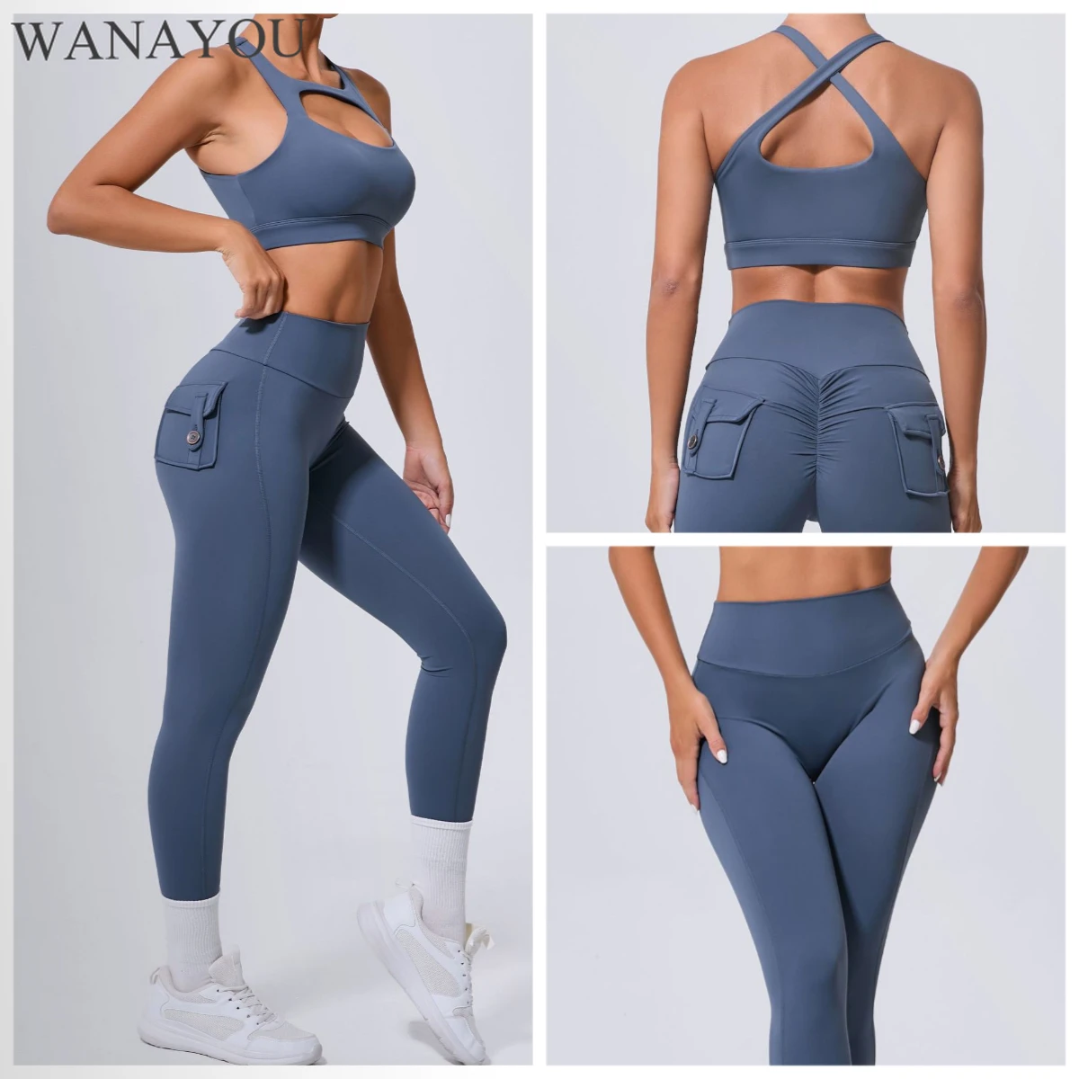 WANAYOU Cross Back Yoga Bra Hip Lifting Sports Legging with Pockets 2pcs Gym Fitness Tracksuit Workout Scrunch Tights Crop Tops
WANAYOU Cross Back Yoga Bra Hip Lifting Sports Legging with Pockets 2pcs Gym Fitness Tracksuit Workout Scrunch Tights Crop Tops