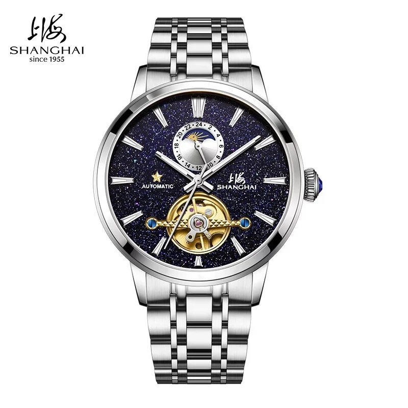 Shanghai Watch Starry Sky Flywheel Men's Watches Calendar Automatic Mechanical Wristwatch 316L Stainless Steel Clock 42mm S8609
Shanghai Watch Starry Sky Flywheel Men's Watches Calendar Automatic Mechanical Wristwatch 316L Stainless Steel Clock 42mm S8609