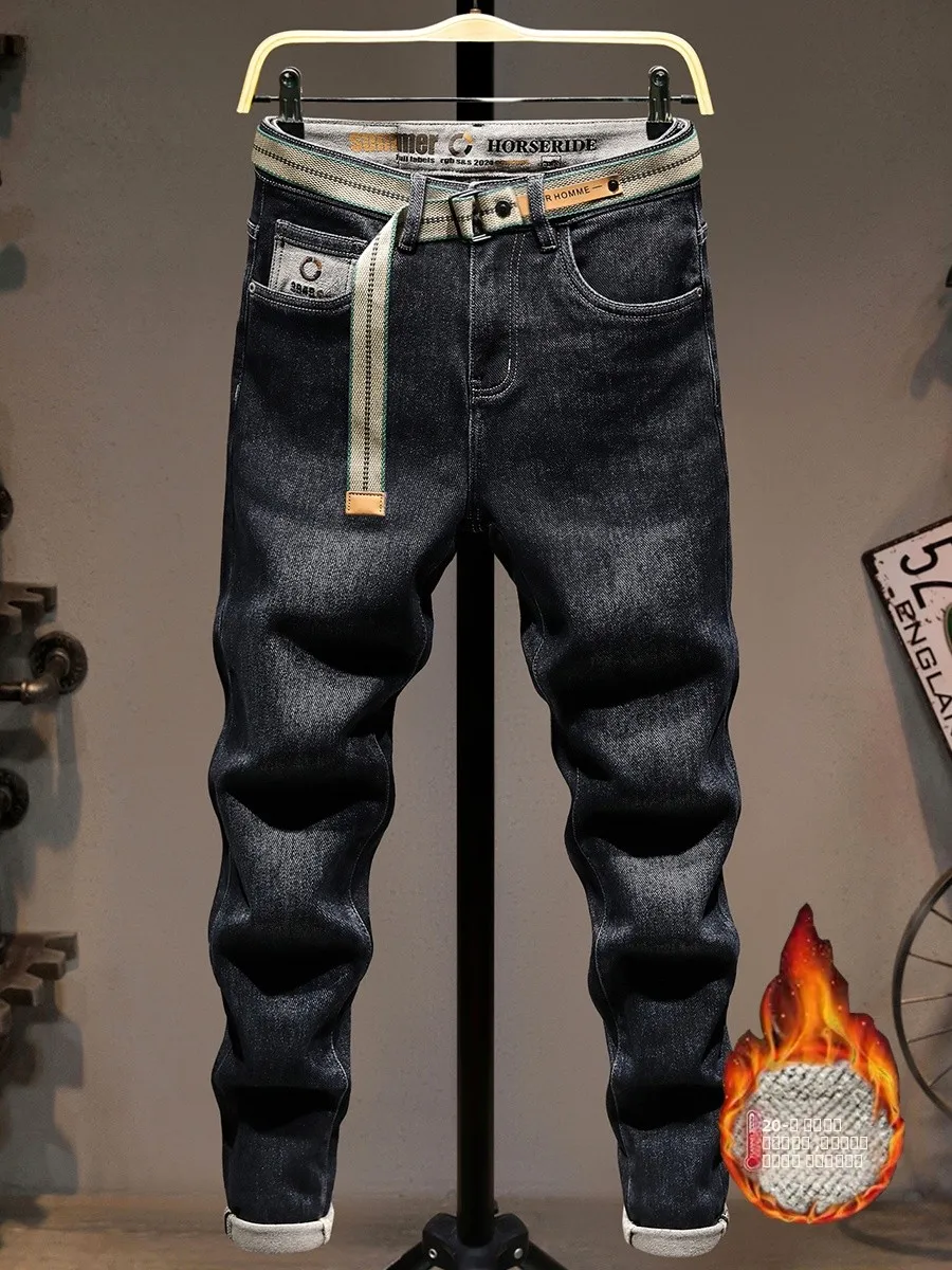 Trendy Black Fleece Lined Slim Fit Jeans Men's Winter Thickened Elastic Warm Long Pants Youth Fashion Cotton Stretch Denim
Trendy Black Fleece Lined Slim Fit Jeans Men's Winter Thickened Elastic Warm Long Pants Youth Fashion Cotton Stretch Denim