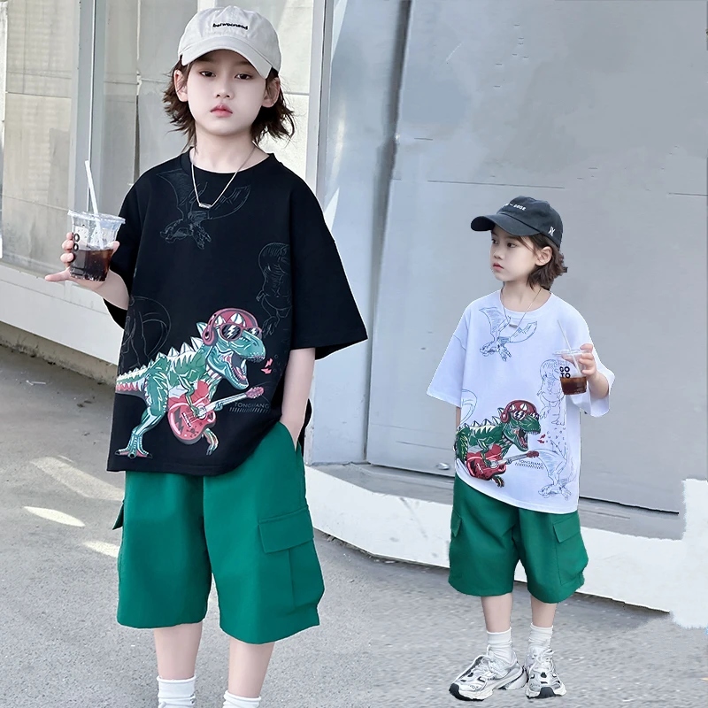 Fashion Dinosaur Print Boy Top and Bottom Set Summer Suit for Kids Child Elegant Cotton Tshirt Shorts Clothing Tracksuit Costume
Fashion Dinosaur Print Boy Top and Bottom Set Summer Suit for Kids Child Elegant Cotton Tshirt Shorts Clothing Tracksuit Costume