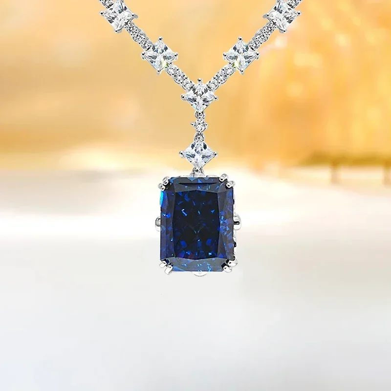 Luxury luxury rectangular royal blue 925 sterling silver pendant with high carbon diamond and versatile wedding jewelry
Luxury luxury rectangular royal blue 925 sterling silver pendant with high carbon diamond and versatile wedding jewelry