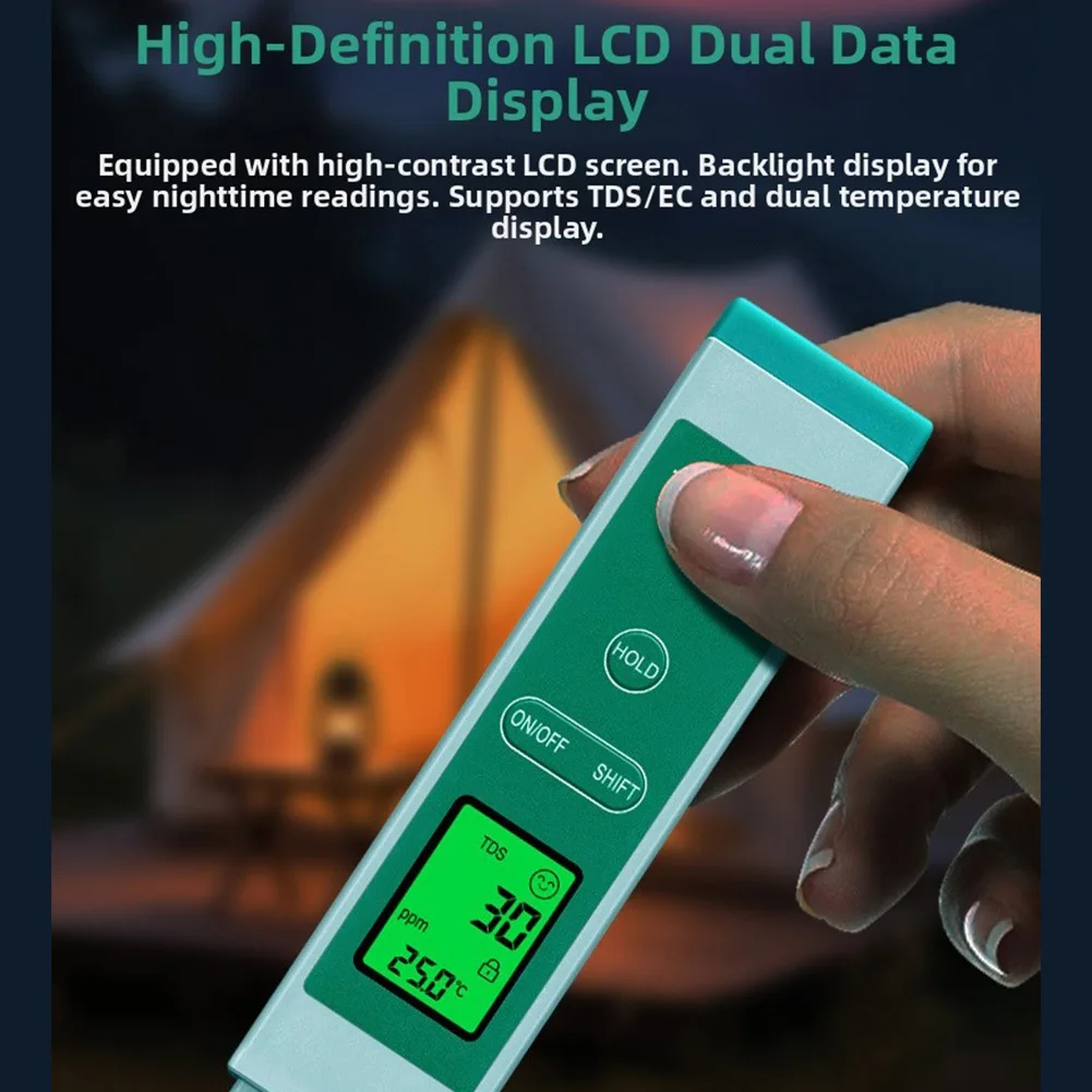 Ручка-тестер для воды с диапазоном измерения 0-9990 ppm, 0-9990 us/cm и индикатором температуры для различных источников воды
Ручка-тестер для воды с диапазоном измерения 0-9990 ppm, 0-9990 us/cm и индикатором температуры для различных источников воды