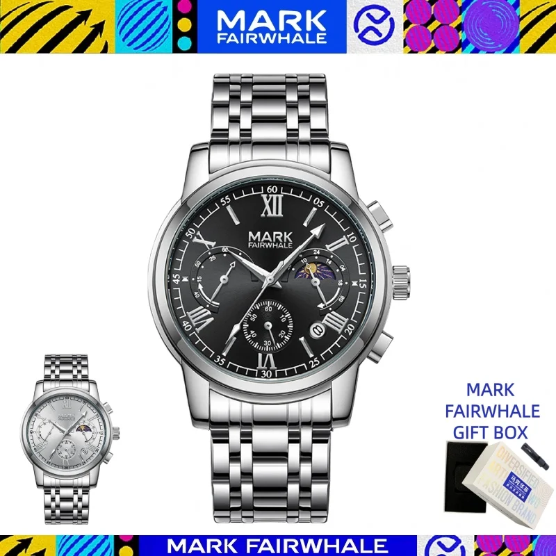 MARK FAIRWHALE 5063, новые кварцевые наручные часы, многофункциональные мужские часы с календарем фаз Луны, хронографом, водонепроницаемые часы для мужчин
MARK FAIRWHALE 5063, новые кварцевые наручные часы, многофункциональные мужские часы с календарем фаз Луны, хронографом, водонепроницаемые часы для мужчин