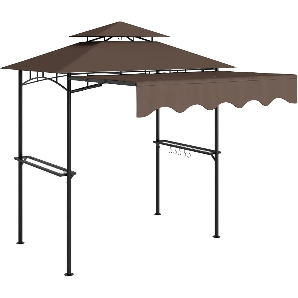 Grill Gazebo, Double Tiered Outdoor BBQ Gazebo with Side Awning, 2 Side Shelves and 6 Hooks for Patio, Deck, Yard
Grill Gazebo, Double Tiered Outdoor BBQ Gazebo with Side Awning, 2 Side Shelves and 6 Hooks for Patio, Deck, Yard