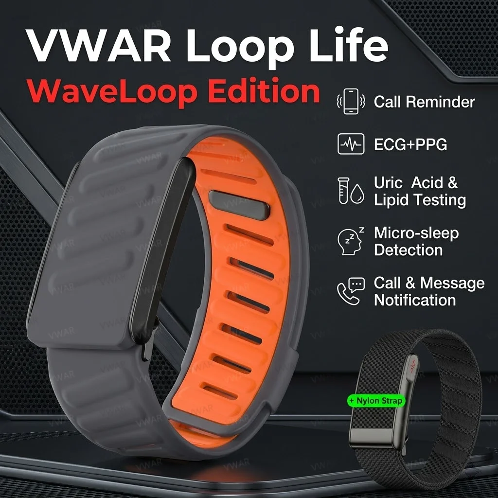 VWAR Loop Life WaveLoop Nursing Smart Bracelet SpO2 Blood Lipid Uric Acid ECG+PPG 5ATM Waterproof Band NFC Sport Fitness Tracker
VWAR Loop Life WaveLoop Nursing Smart Bracelet SpO2 Blood Lipid Uric Acid ECG+PPG 5ATM Waterproof Band NFC Sport Fitness Tracker