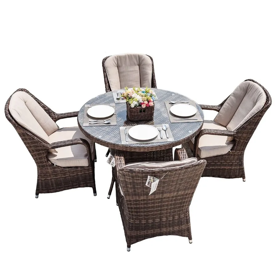 Direct Wicker 5Piece Aluminum Wicker Round Outdoor Dining Set with Cushions
Direct Wicker 5Piece Aluminum Wicker Round Outdoor Dining Set with Cushions
