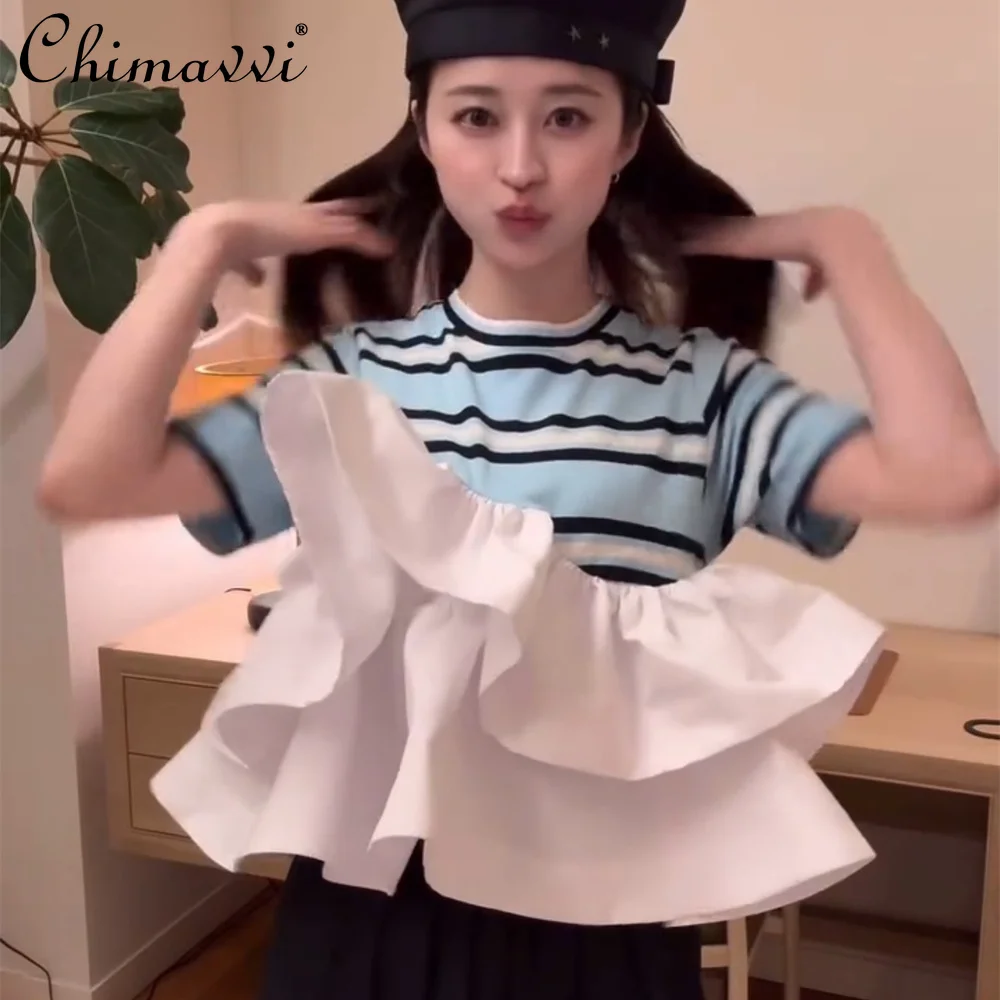 Japanese Style New Striped Princess Puff Top Sweet Girl Fashion Round Neck Short Sleeve Loose Kawaii Women's T-Shirt Tees
Japanese Style New Striped Princess Puff Top Sweet Girl Fashion Round Neck Short Sleeve Loose Kawaii Women's T-Shirt Tees