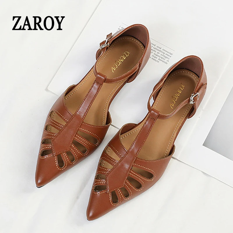 ZAROY Casual Women Flat Shoes Fashion Pointed Toe T-tied Ankle Buckle Hollow Casual Roman Sandalia Big Size Footwear Sandalias
ZAROY Casual Women Flat Shoes Fashion Pointed Toe T-tied Ankle Buckle Hollow Casual Roman Sandalia Big Size Footwear Sandalias