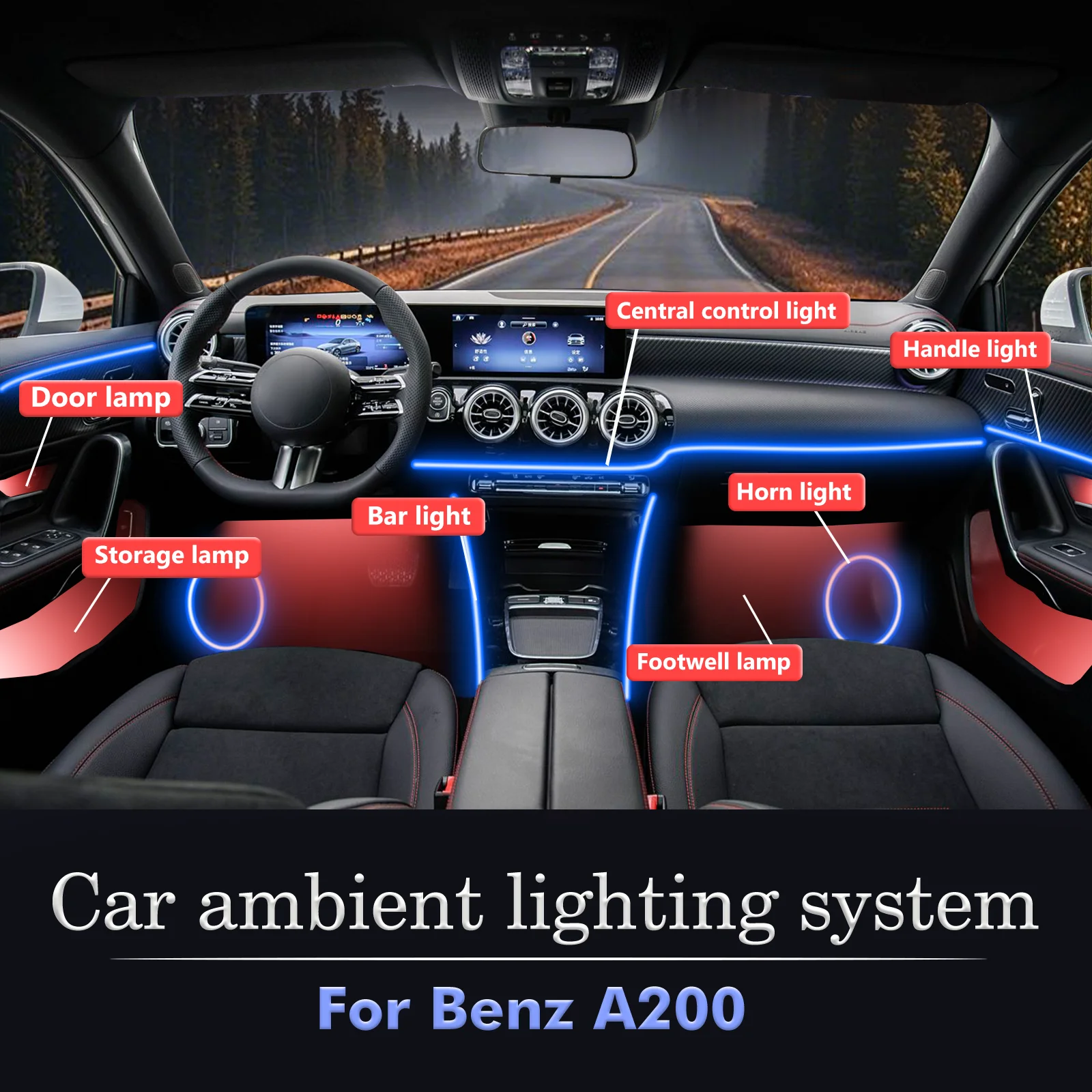 For BenZ A200 Car Interior Decorative Ambient Light RGB 64-Color LED Smart Remote Control Energy Saving Set
For BenZ A200 Car Interior Decorative Ambient Light RGB 64-Color LED Smart Remote Control Energy Saving Set