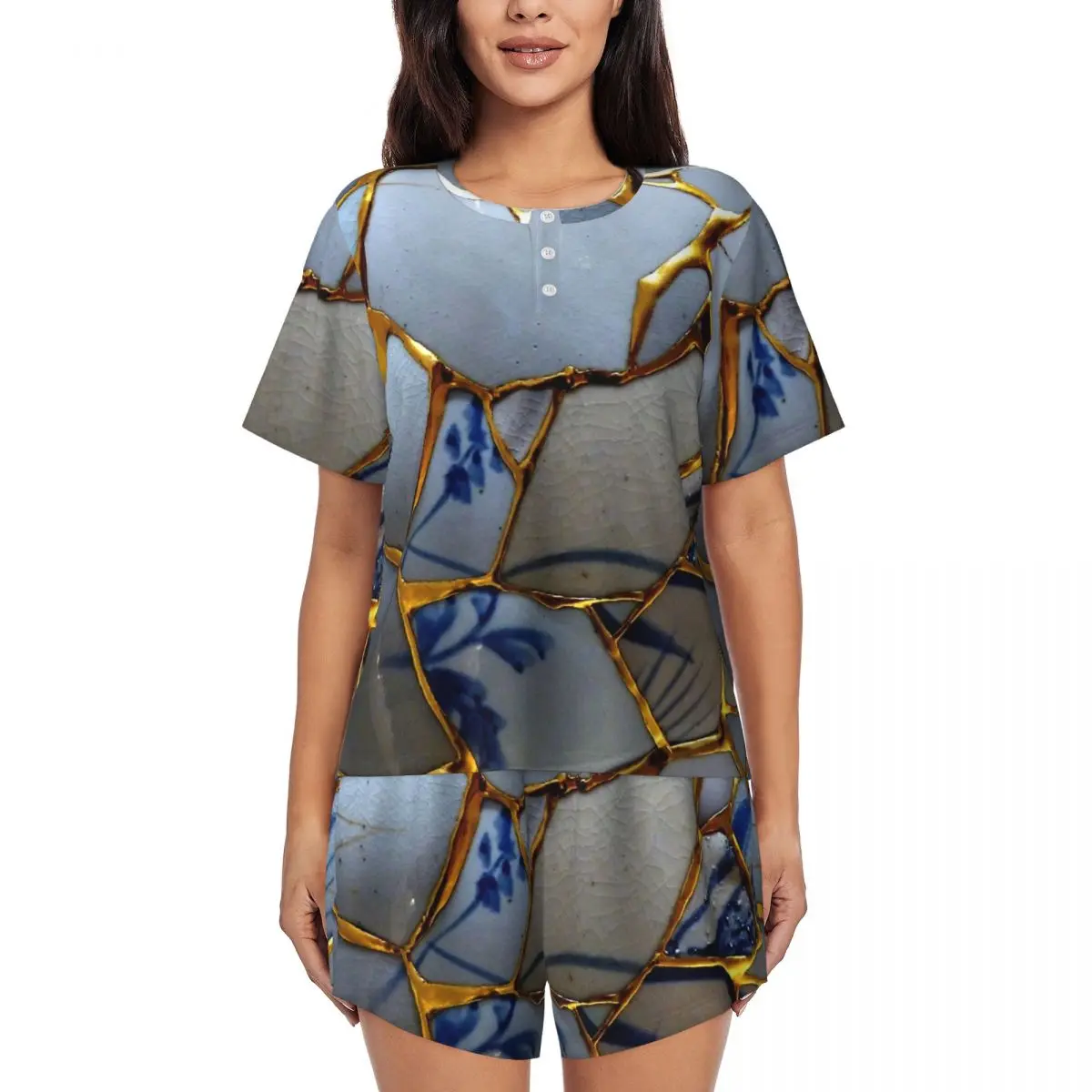 Kintsugi Round Neck Short Sleeves Nightdress for Sleeping Sleepshirts Women Soft Pajama Set Short Pants
Kintsugi Round Neck Short Sleeves Nightdress for Sleeping Sleepshirts Women Soft Pajama Set Short Pants