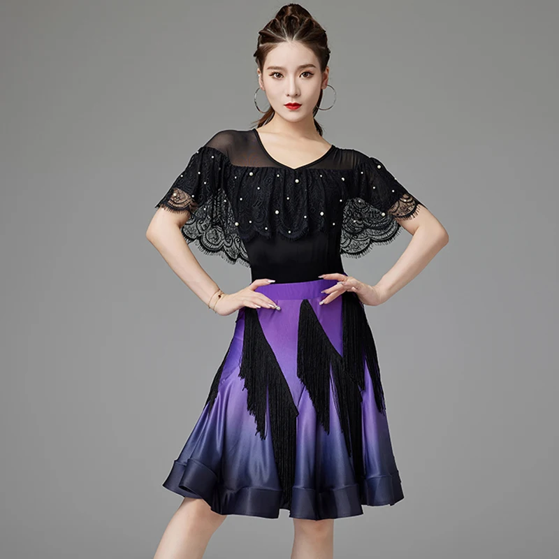 Latin Dance Clothes For Women Short Sleeved Top Tassel Gradient Skirts Practice Suit Chacha Rumba Tango Latin Costumes DQL8557
Latin Dance Clothes For Women Short Sleeved Top Tassel Gradient Skirts Practice Suit Chacha Rumba Tango Latin Costumes DQL8557