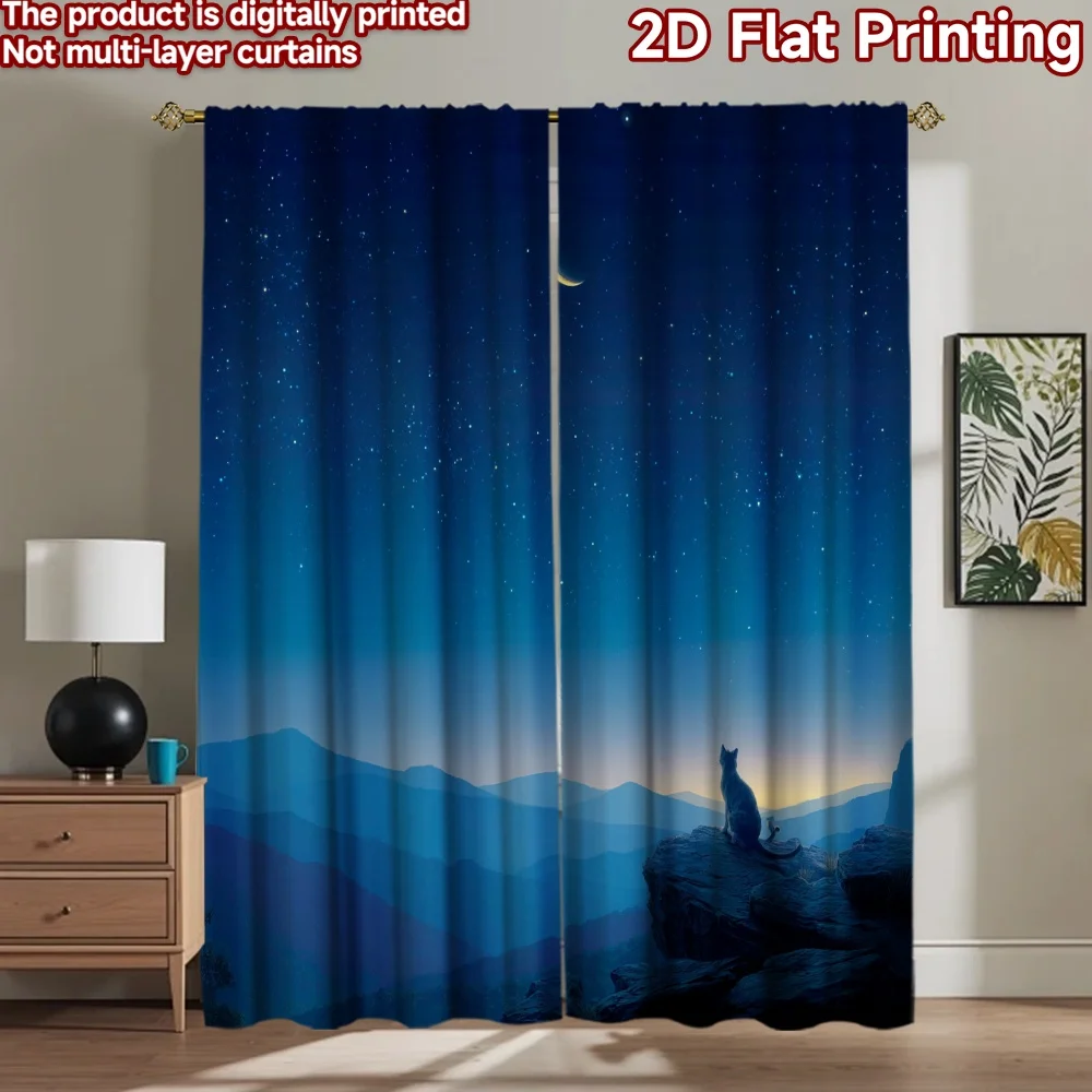 2D flat printing 2pcs Drapes Cat Moon Night Sky Digital Printed Polyester Drapes Festive Holiday Perfect for Festive Portraits
2D flat printing 2pcs Drapes Cat Moon Night Sky Digital Printed Polyester Drapes Festive Holiday Perfect for Festive Portraits