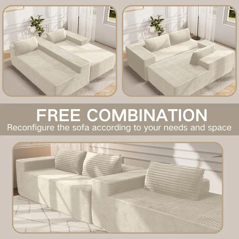 105.5'' Cloud Sectional Couch with L-Shape Chaise, Beige Modern Modular Sofa with Deep Seat, Corduroy Fabric
105.5'' Cloud Sectional Couch with L-Shape Chaise, Beige Modern Modular Sofa with Deep Seat, Corduroy Fabric
