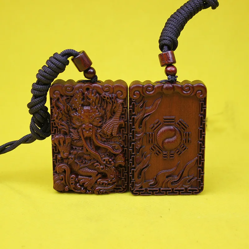 Chinese Style Lucky Thunder Struck Jujube Wood Hand Carved Double Sided Dragon Taiji Bagua Pendant Necklace For Men Women Fortun
Chinese Style Lucky Thunder Struck Jujube Wood Hand Carved Double Sided Dragon Taiji Bagua Pendant Necklace For Men Women Fortun