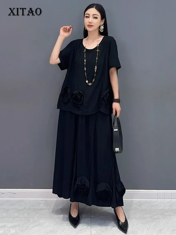 XITAO Casual Three-dimensional Flower Set Personality All-match Top Women Summer Loose Elastic Waist Big Hem Skirt ZMY1140
XITAO Casual Three-dimensional Flower Set Personality All-match Top Women Summer Loose Elastic Waist Big Hem Skirt ZMY1140