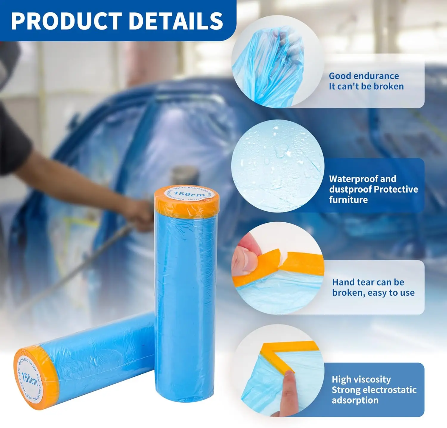 Pre-Taped Masking Film Tape Plastic Sheeting Automotive Washi Tape No Residue Painters Plastic Drop Cloth Car Painters Tape
Pre-Taped Masking Film Tape Plastic Sheeting Automotive Washi Tape No Residue Painters Plastic Drop Cloth Car Painters Tape
