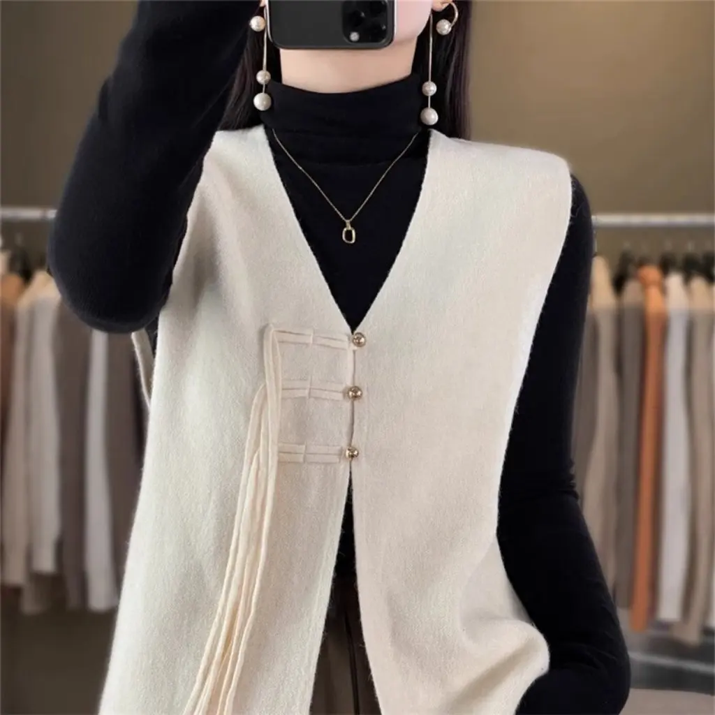 Women's V-neck Knitted Vest Cardigan Sleeveless Waistcoat Fashion Trendy All-match Early Spring New
Women's V-neck Knitted Vest Cardigan Sleeveless Waistcoat Fashion Trendy All-match Early Spring New