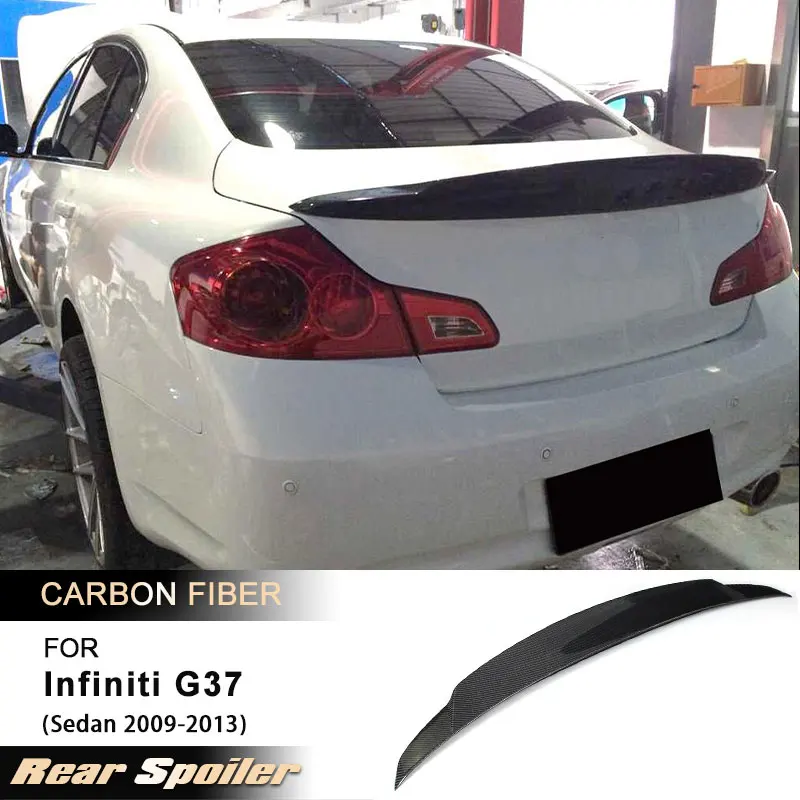 Автомобильный задний спойлер багажника, крылья для Infiniti G37 Sedan 2009-2013 G25 2011 2012, гоночный задний спойлер, крыло багажника, губа из углеродного волокна 
Автомобильный задний спойлер багажника, крылья для Infiniti G37 Sedan 2009-2013 G25 2011 2012, гоночный задний спойлер, крыло багажника, губа из углеродного волокна
