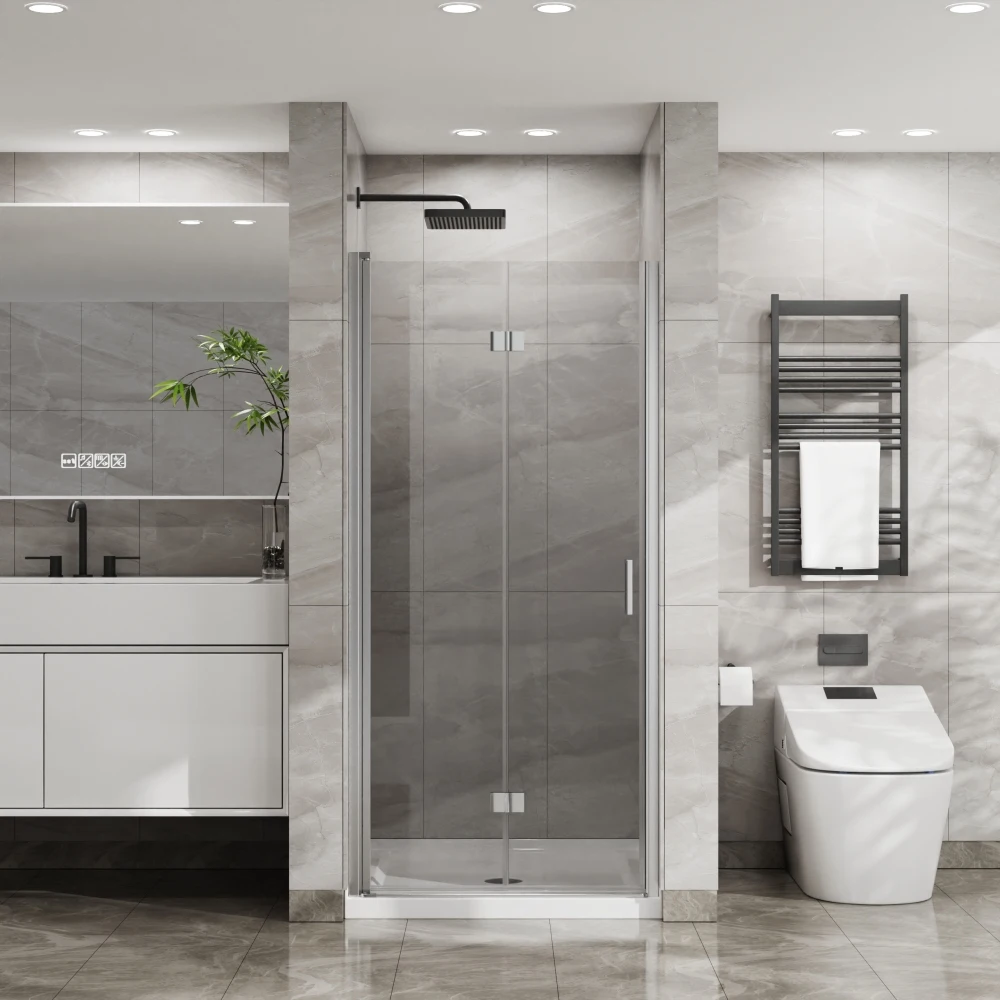 Goodyo 34"x72" Bifold Frameless Shower Door:1/4" Tempered Clear Glass,Chrome,Foldable
Goodyo 34"x72" Bifold Frameless Shower Door:1/4" Tempered Clear Glass,Chrome,Foldable