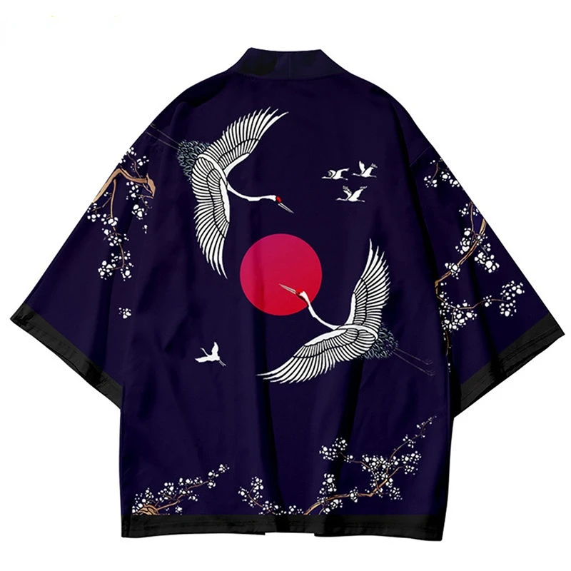 Harajuku Casual Shirt Women Men Haori Japanese Kimono Shorts Yukata Crane Print Cardigan Summer Beach Oversized Tops
Harajuku Casual Shirt Women Men Haori Japanese Kimono Shorts Yukata Crane Print Cardigan Summer Beach Oversized Tops