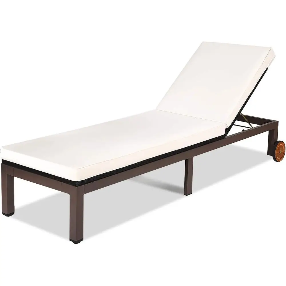 Adjustable Outdoor Rattan Chaise Lounge Chair with Cushion and Wheels for Patio, Garden, or Poolside
Adjustable Outdoor Rattan Chaise Lounge Chair with Cushion and Wheels for Patio, Garden, or Poolside