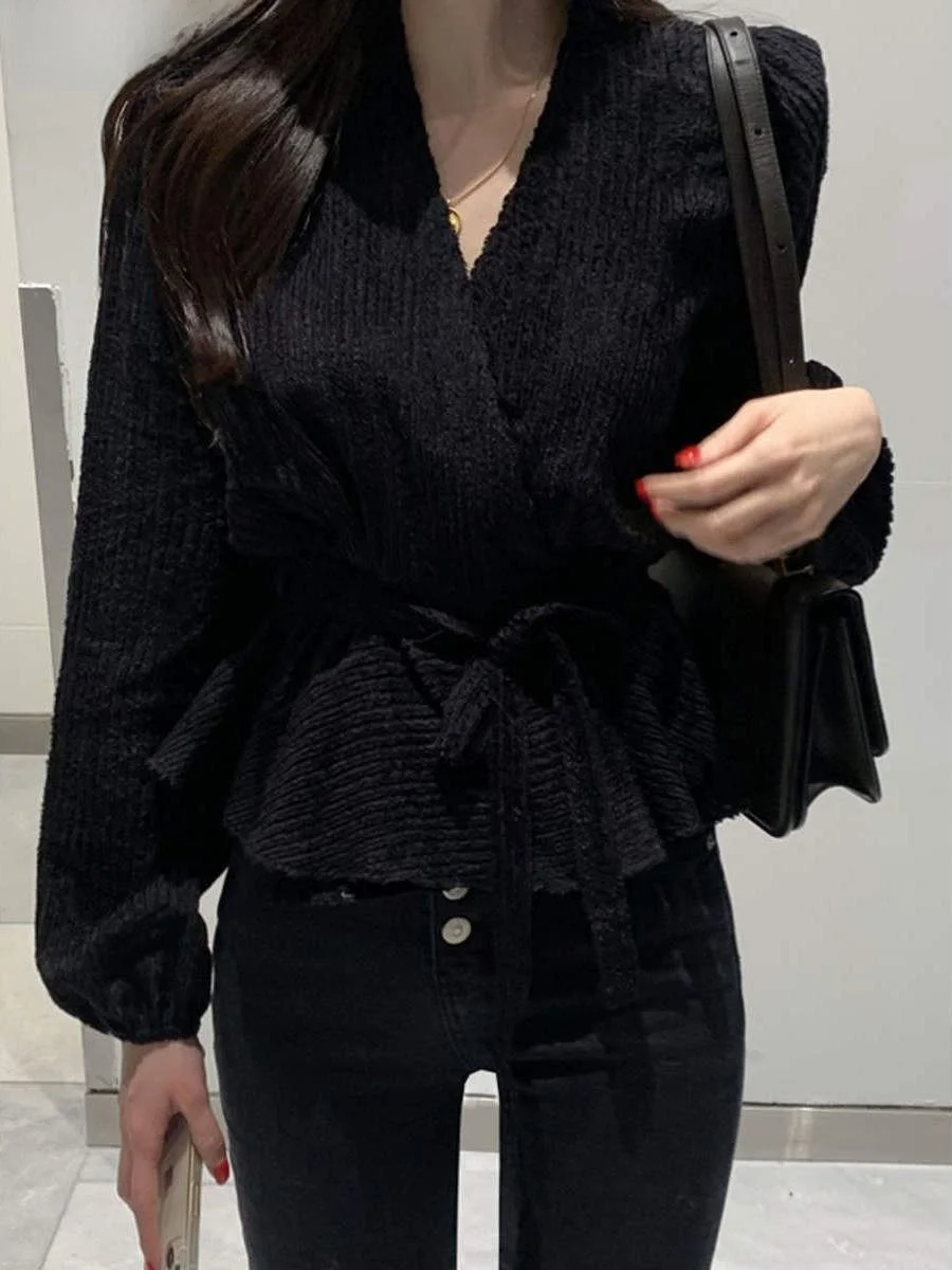 Slimming Effect Waist Design ort irt Women's Long Sve Cotton Blend French Sle Straight Cut V-Ne Top Spring Autumn
Slimming Effect Waist Design ort irt Women's Long Sve Cotton Blend French Sle Straight Cut V-Ne Top Spring Autumn