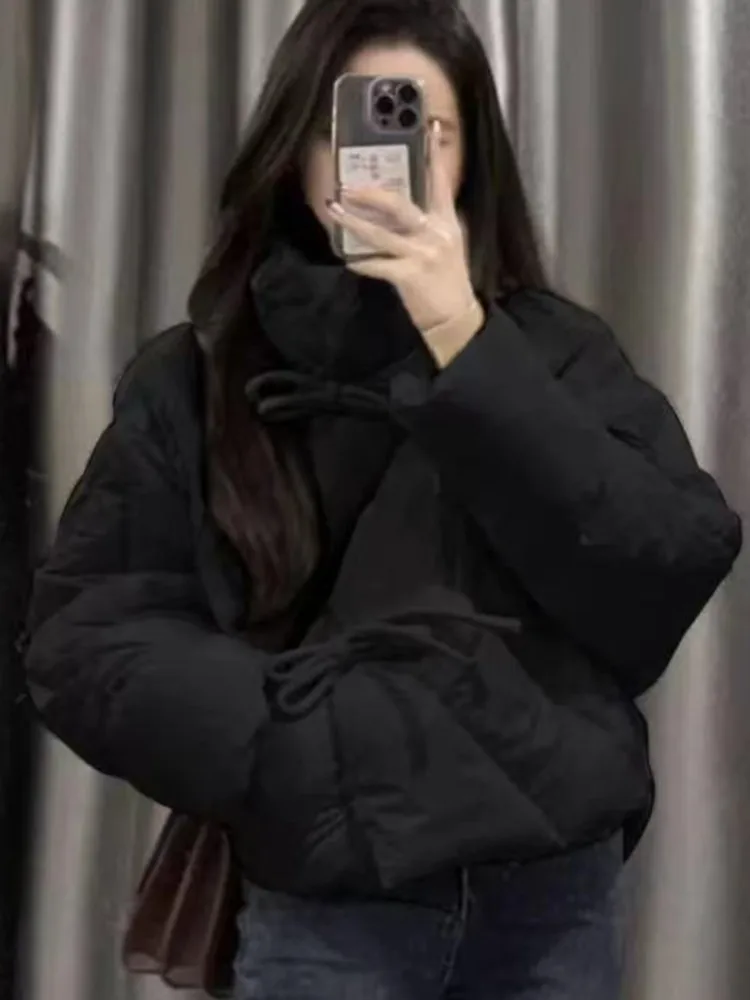 Women Fall Winter Jacket Bow Outwear Vacation Attire Black Casual Stand Collar Puffer Bow Jacket Solid Christmas Business Coat
Women Fall Winter Jacket Bow Outwear Vacation Attire Black Casual Stand Collar Puffer Bow Jacket Solid Christmas Business Coat